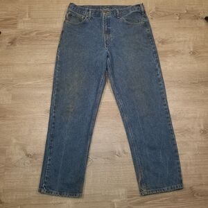 Carhartt Jeans Mens 38x30 Blue Denim Relaxed Fit B160 DST Jeans Workwear
